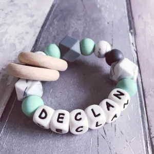 Personalised Silicone Teething Ring Mint