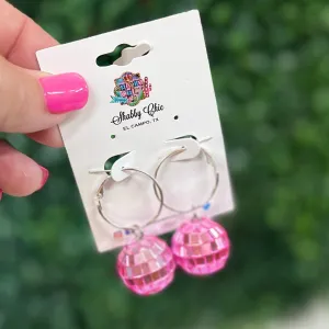 Pink Disco Ball Earrings