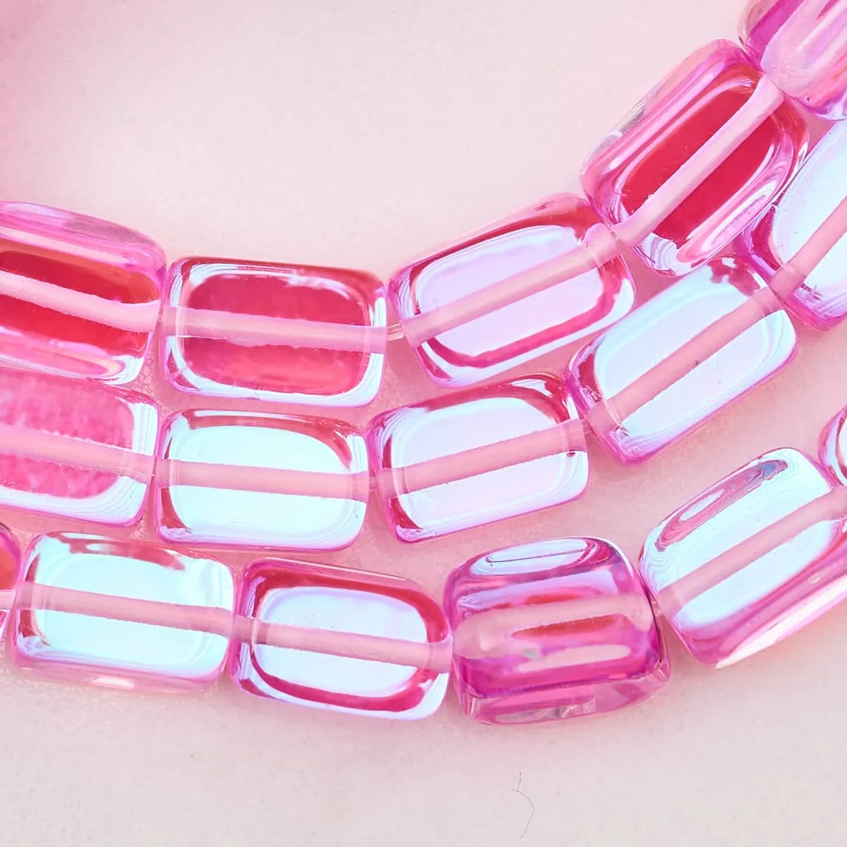 Pink Nebula | .925 Sterling Silver | Galaxy Glass Pebble Bracelet