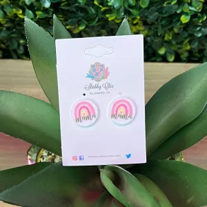 Pink Rainbow Mama Stud Earrings