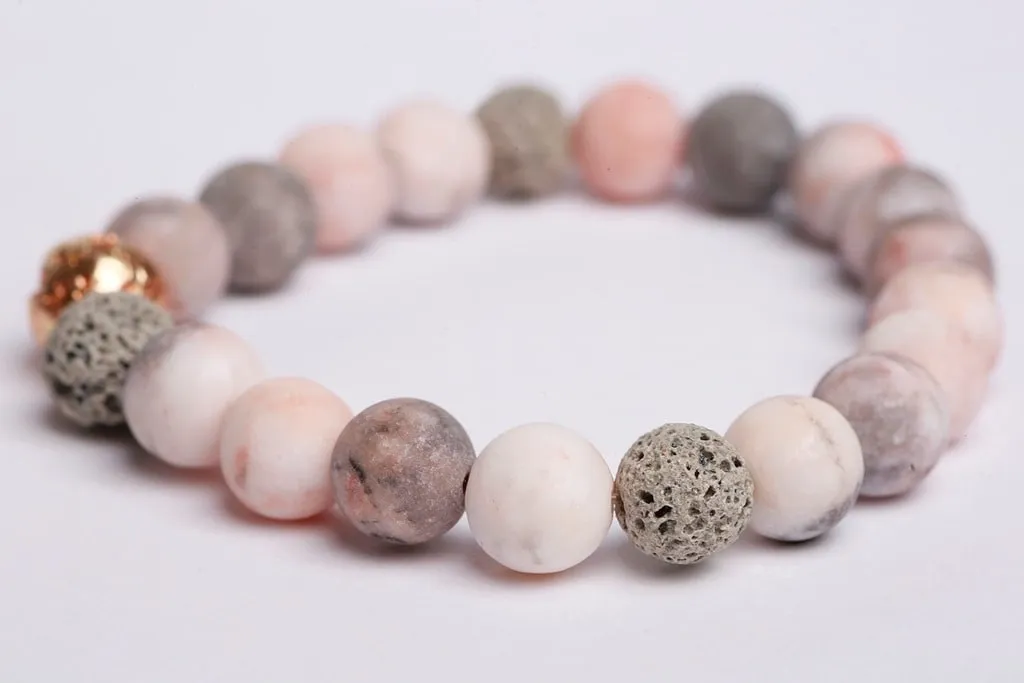 Pink zebra Jasper matte   Plated lava   Dyed Lava