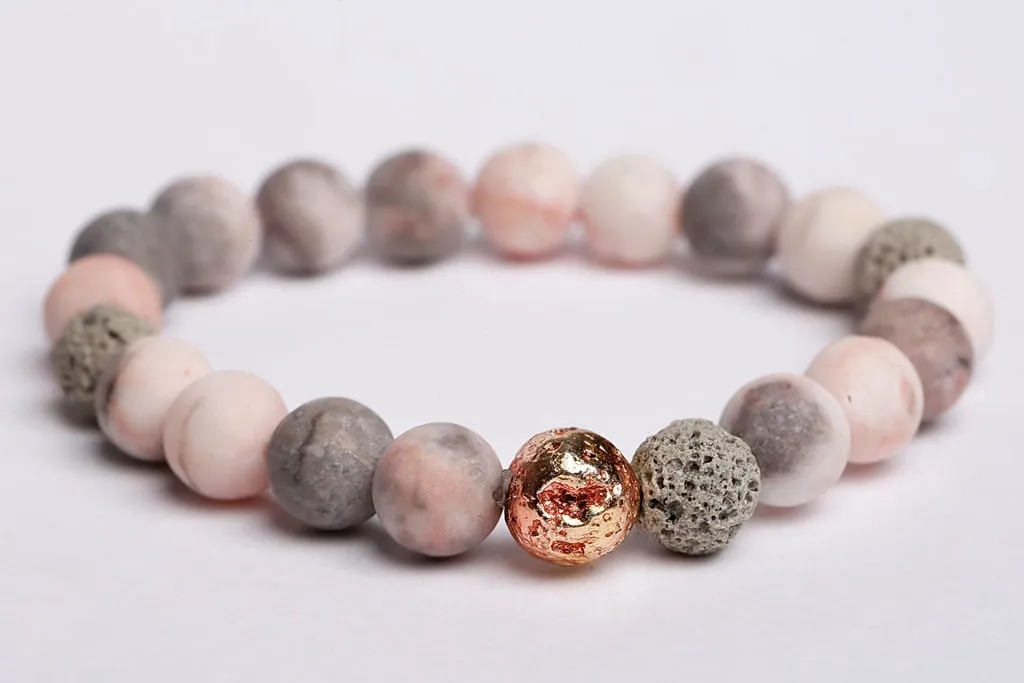 Pink zebra Jasper matte   Plated lava   Dyed Lava