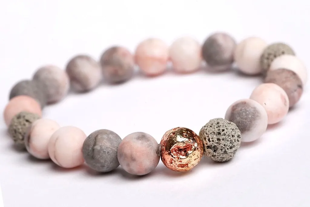 Pink zebra Jasper matte   Plated lava   Dyed Lava