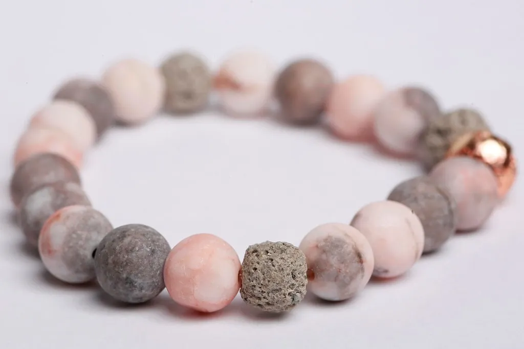 Pink zebra Jasper matte   Plated lava   Dyed Lava