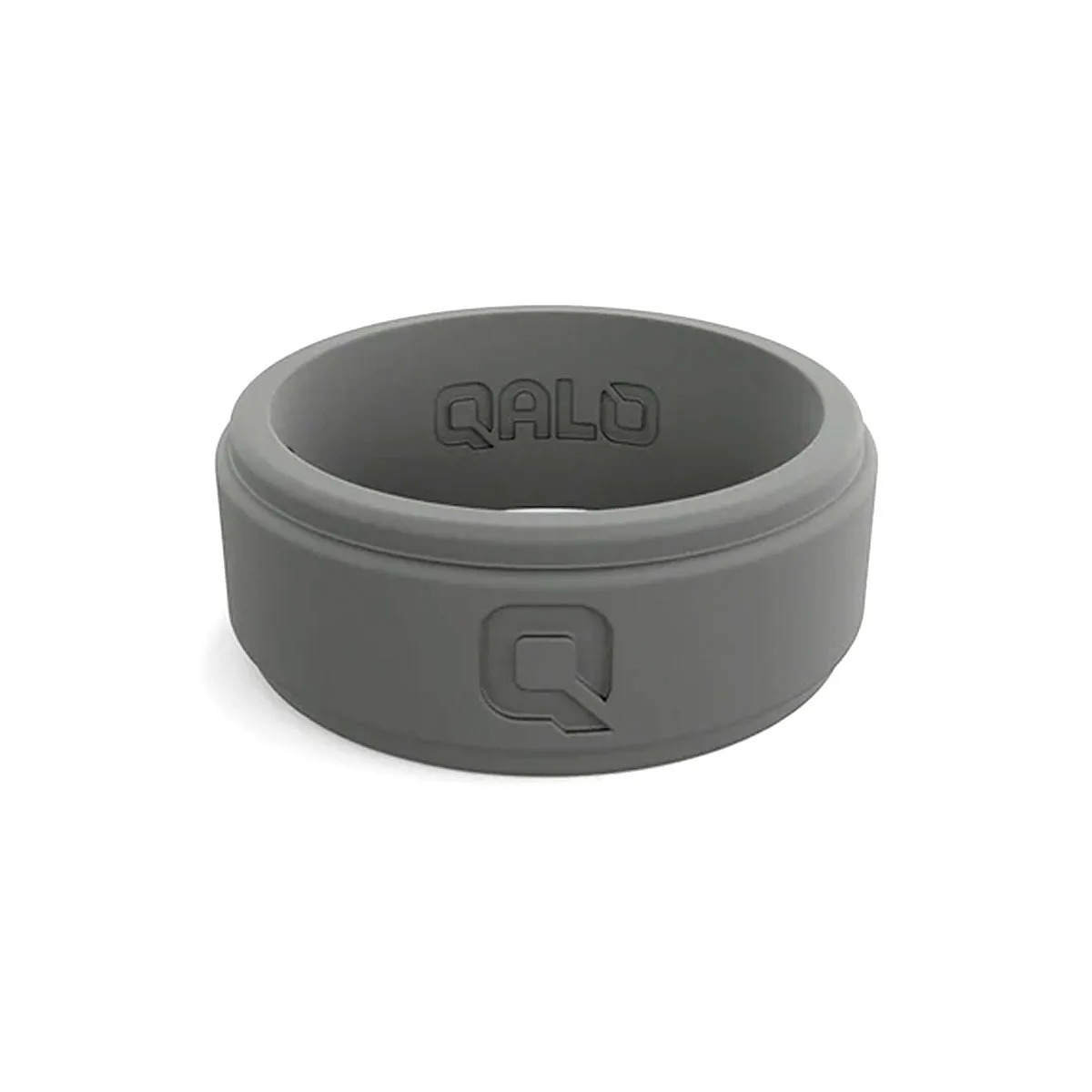 QALO Men's Charcoal Grey Step Edge Q2X Silicone Ring