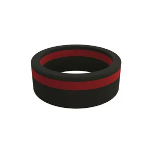 QALO Men's Thin Red Line Pinstripe Silicone Ring