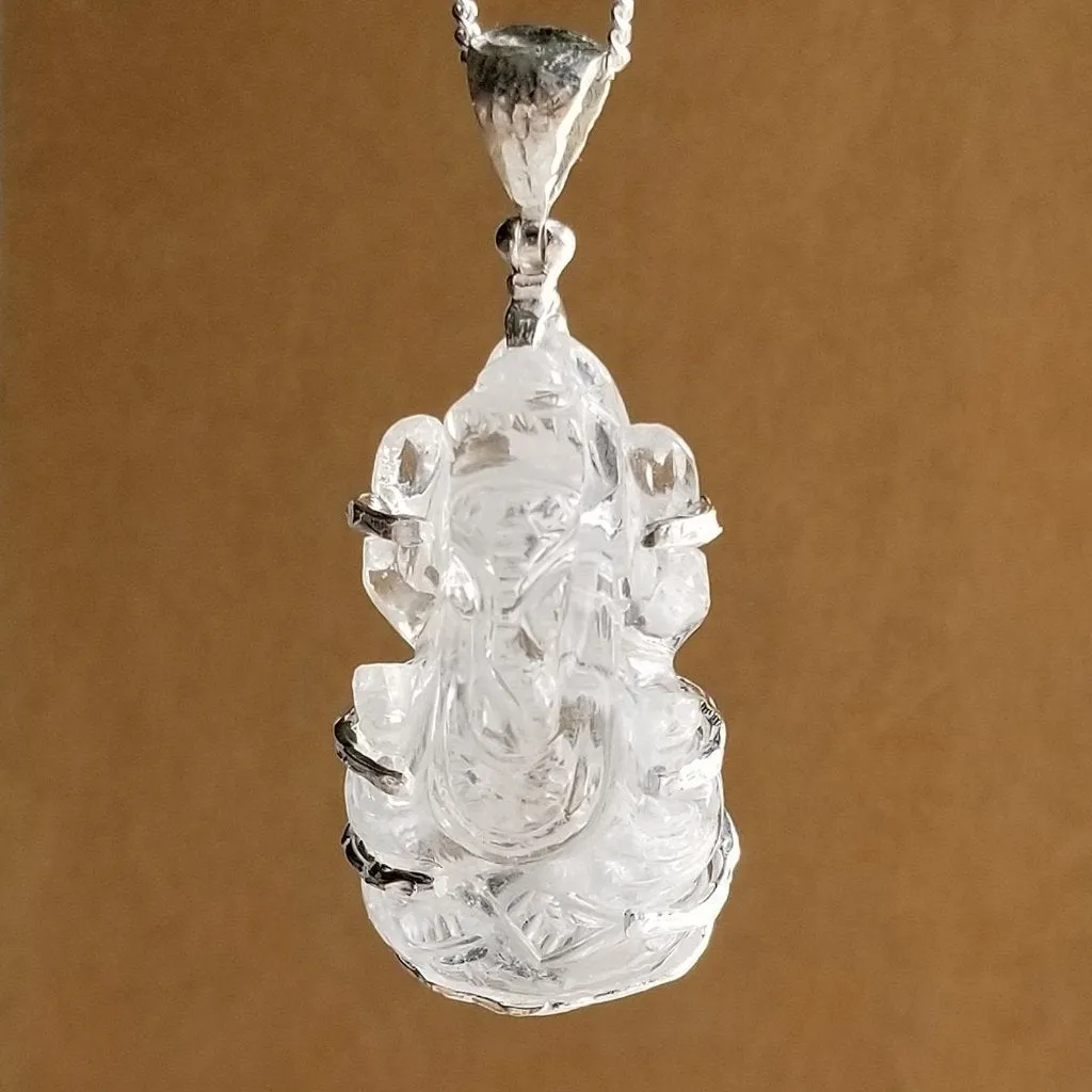 Quartz Crystal Ganesh Pendant