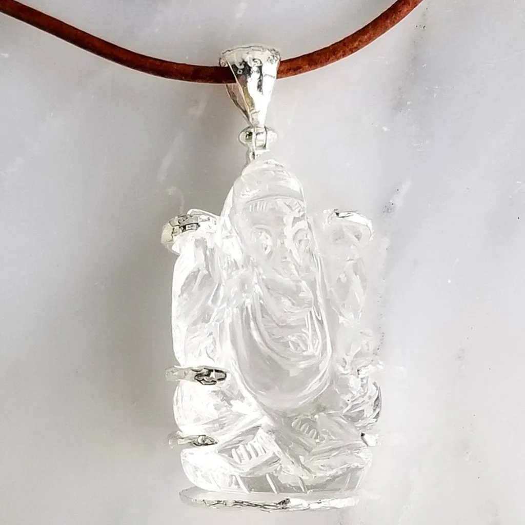 Quartz Crystal Ganesh Pendant