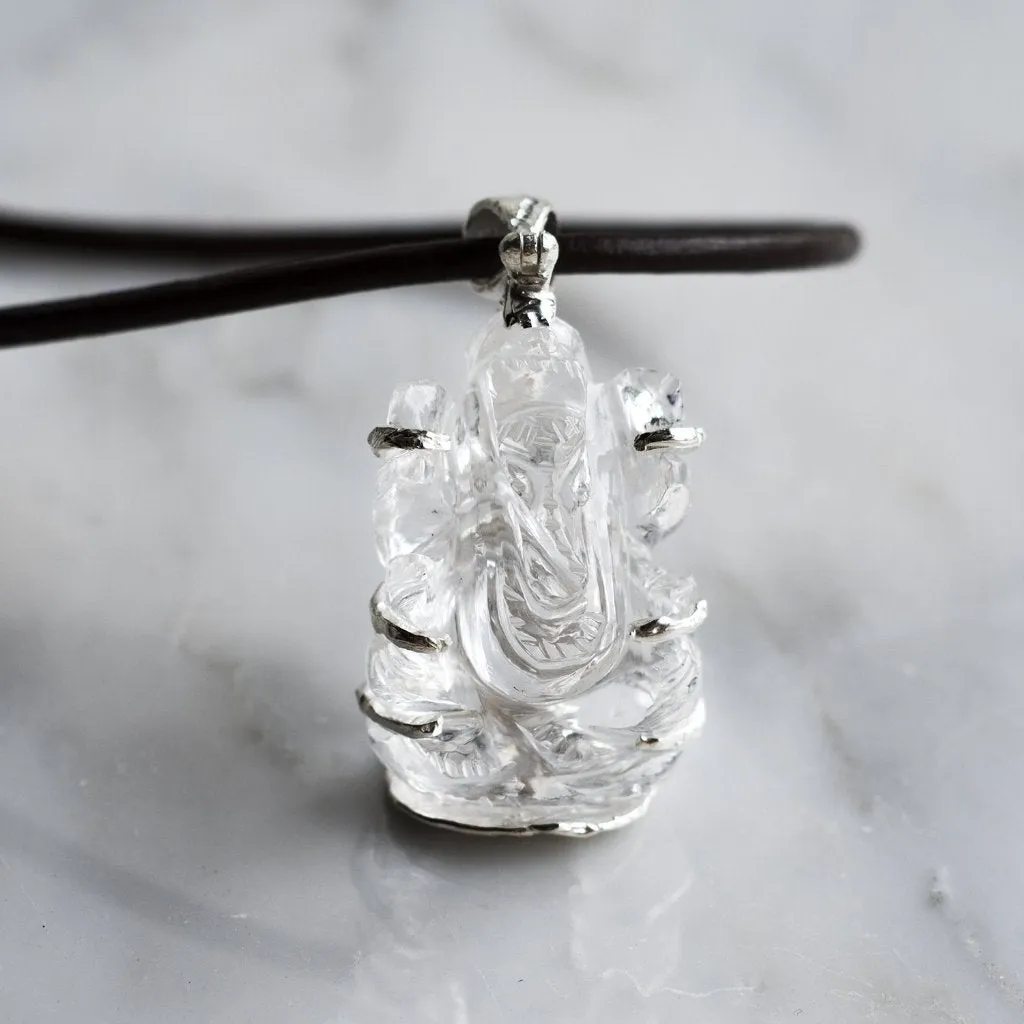 Quartz Crystal Ganesh Pendant