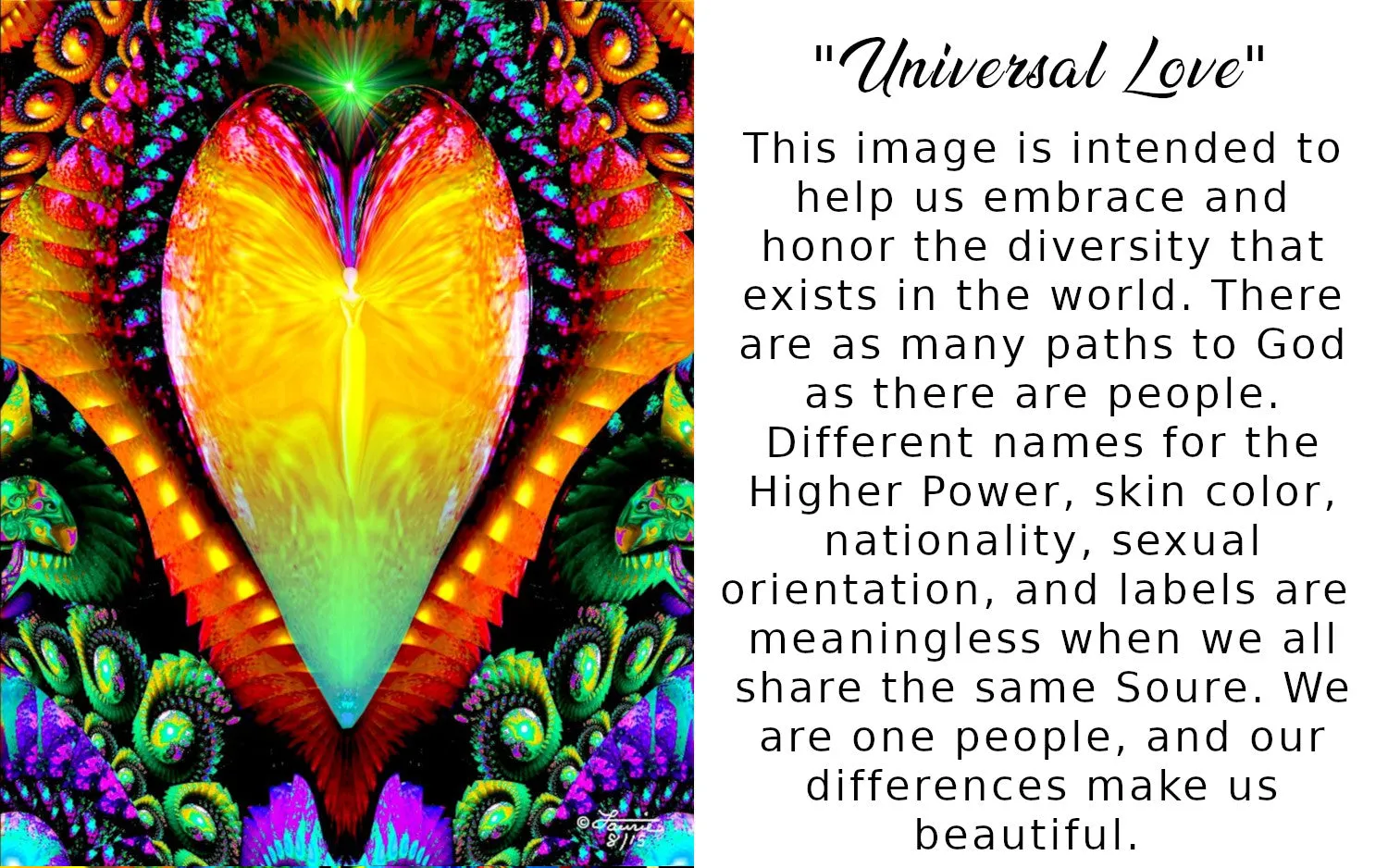 Rainbow Heart Tapestry, Psychedelic Fairy Wall Hanging, Original Artwork -"Universal Love"