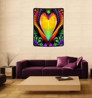 Rainbow Heart Tapestry, Psychedelic Fairy Wall Hanging, Original Artwork -"Universal Love"