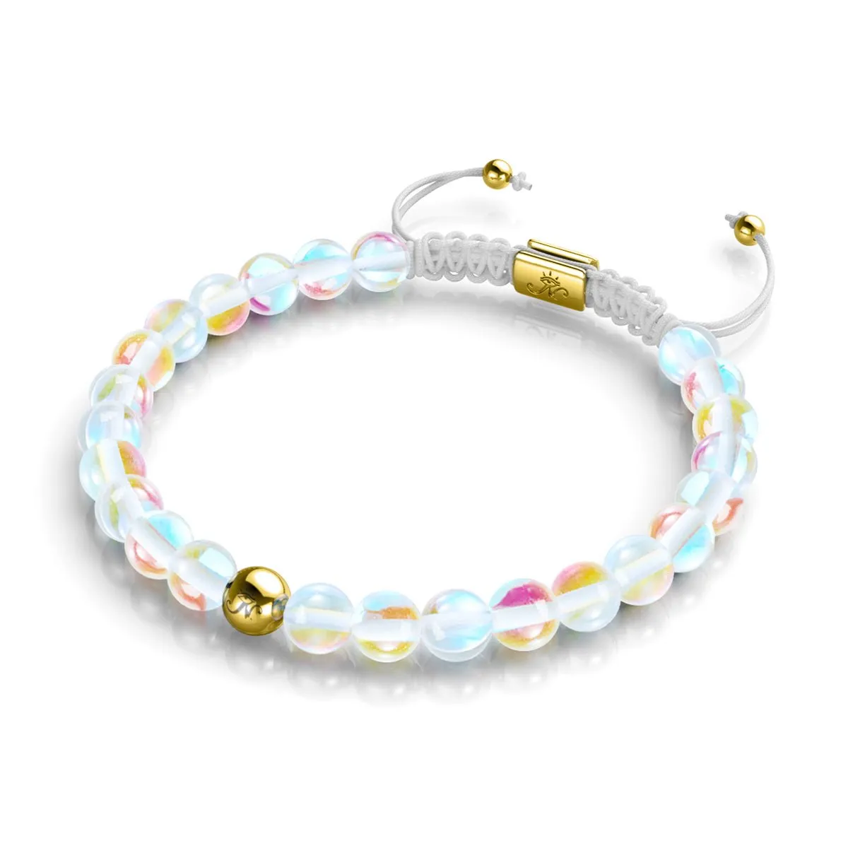 Rainbow Supernova | Gold | Galaxy Glass Macrame Bead Bracelet