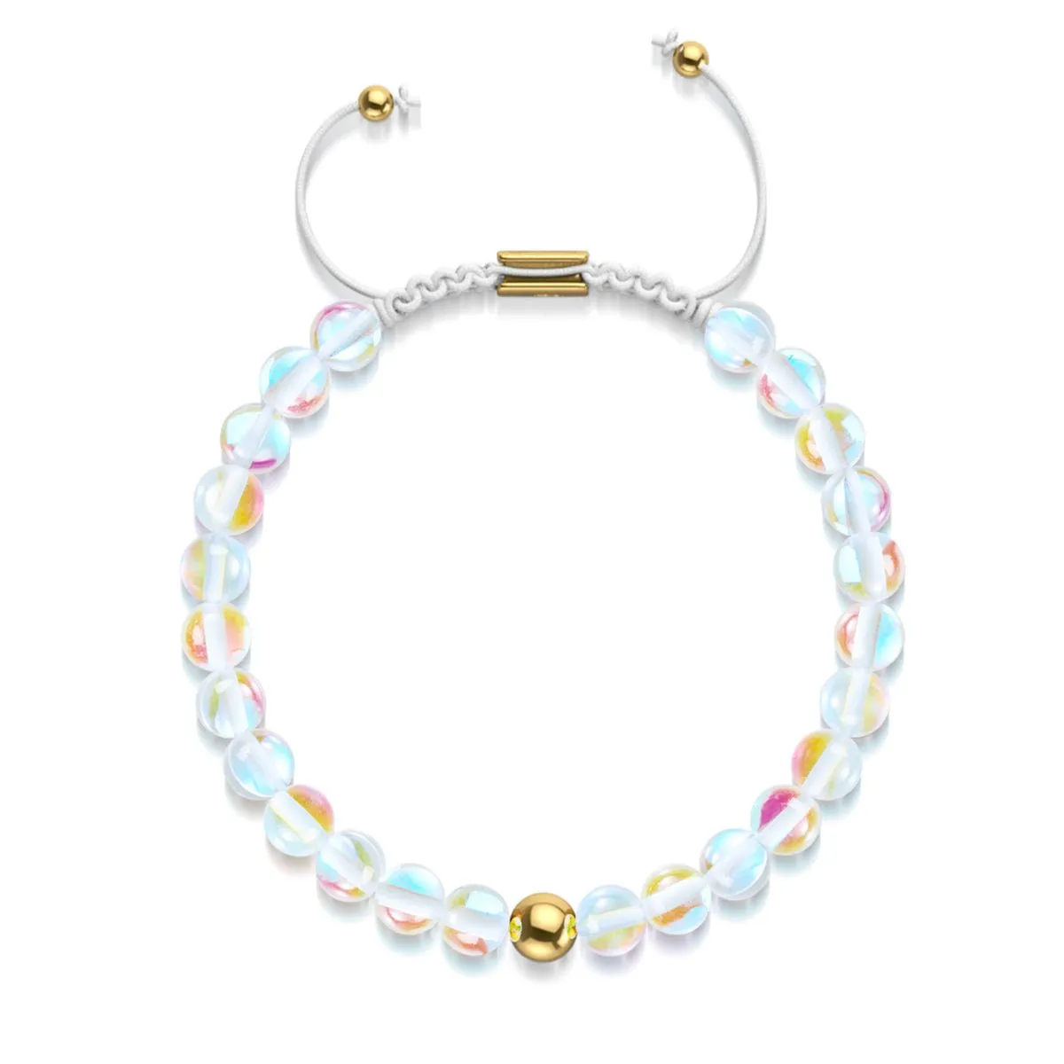 Rainbow Supernova | Gold | Galaxy Glass Macrame Bead Bracelet