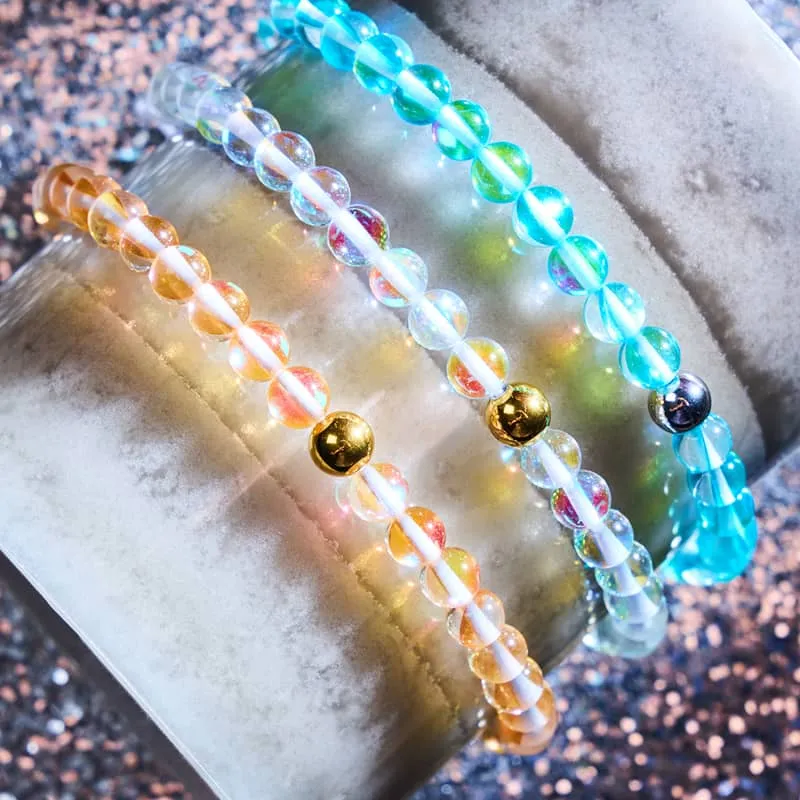 Rainbow Supernova | Gold | Galaxy Glass Macrame Bead Bracelet