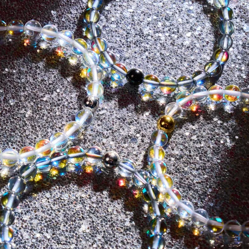 Rainbow Supernova | Gold | Galaxy Glass Macrame Bead Bracelet