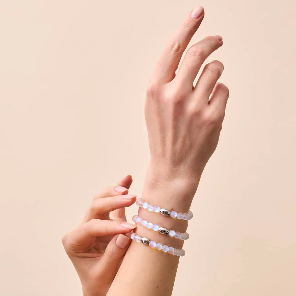 Rainbow White | Silver | Mermaid Glass Bead Bracelet