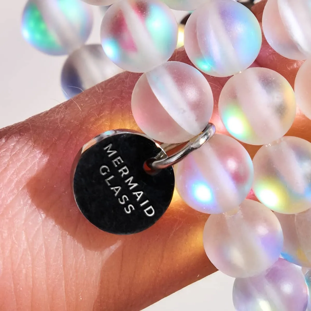 Rainbow White | Silver | Mermaid Glass Bead Bracelet
