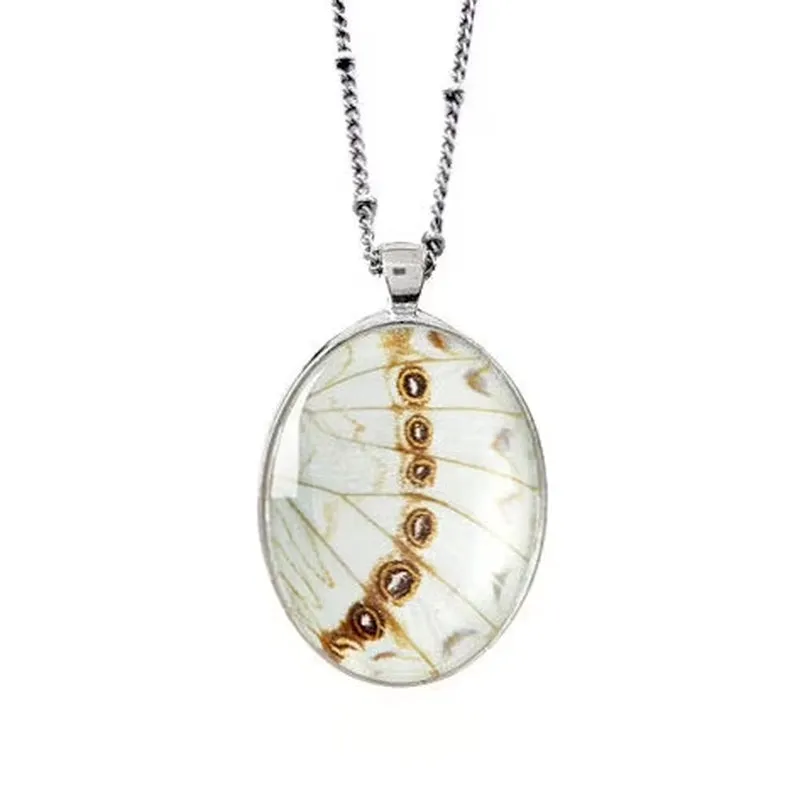 Real White Butterfly Wing Necklace