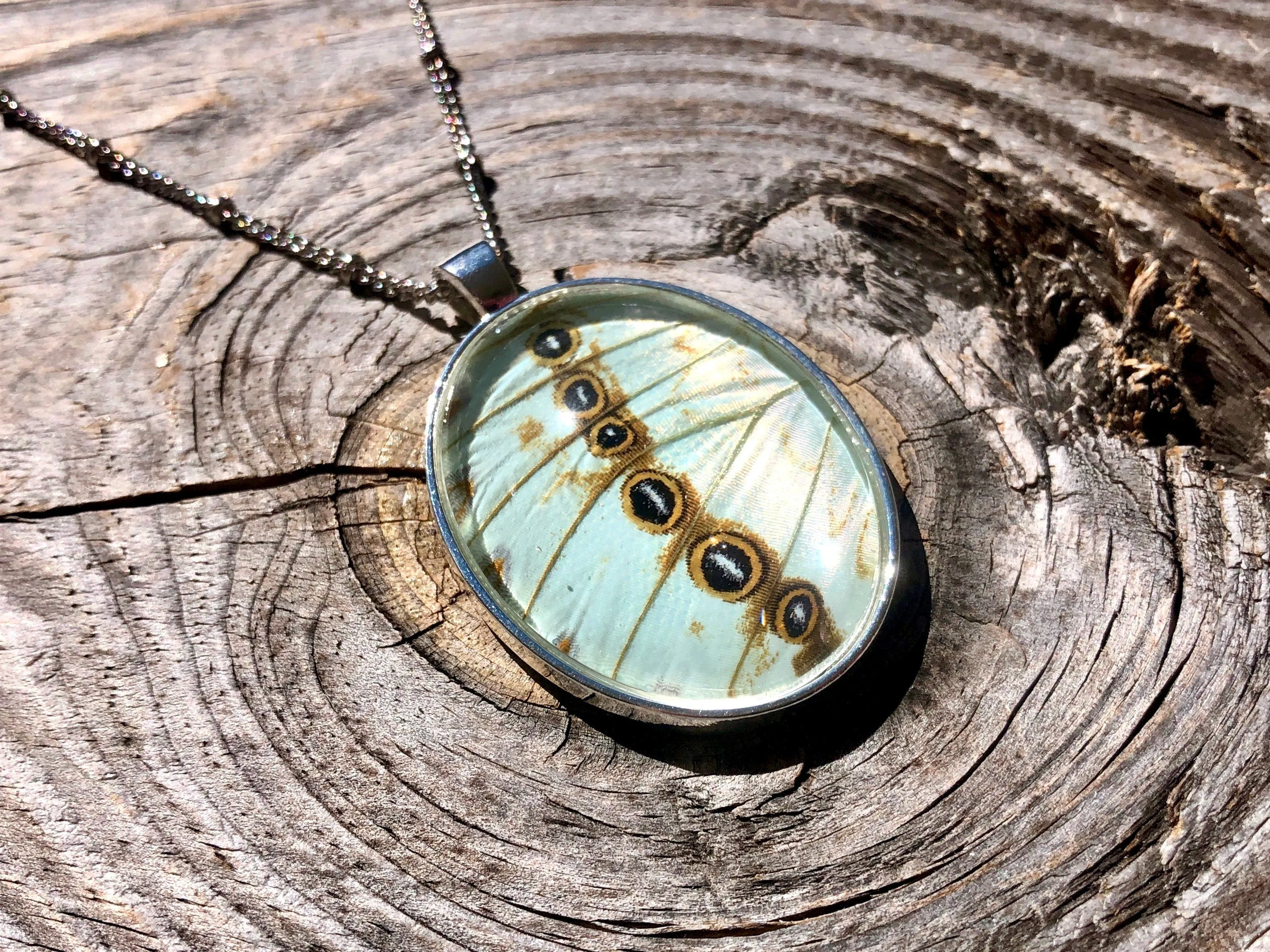 Real White Butterfly Wing Necklace