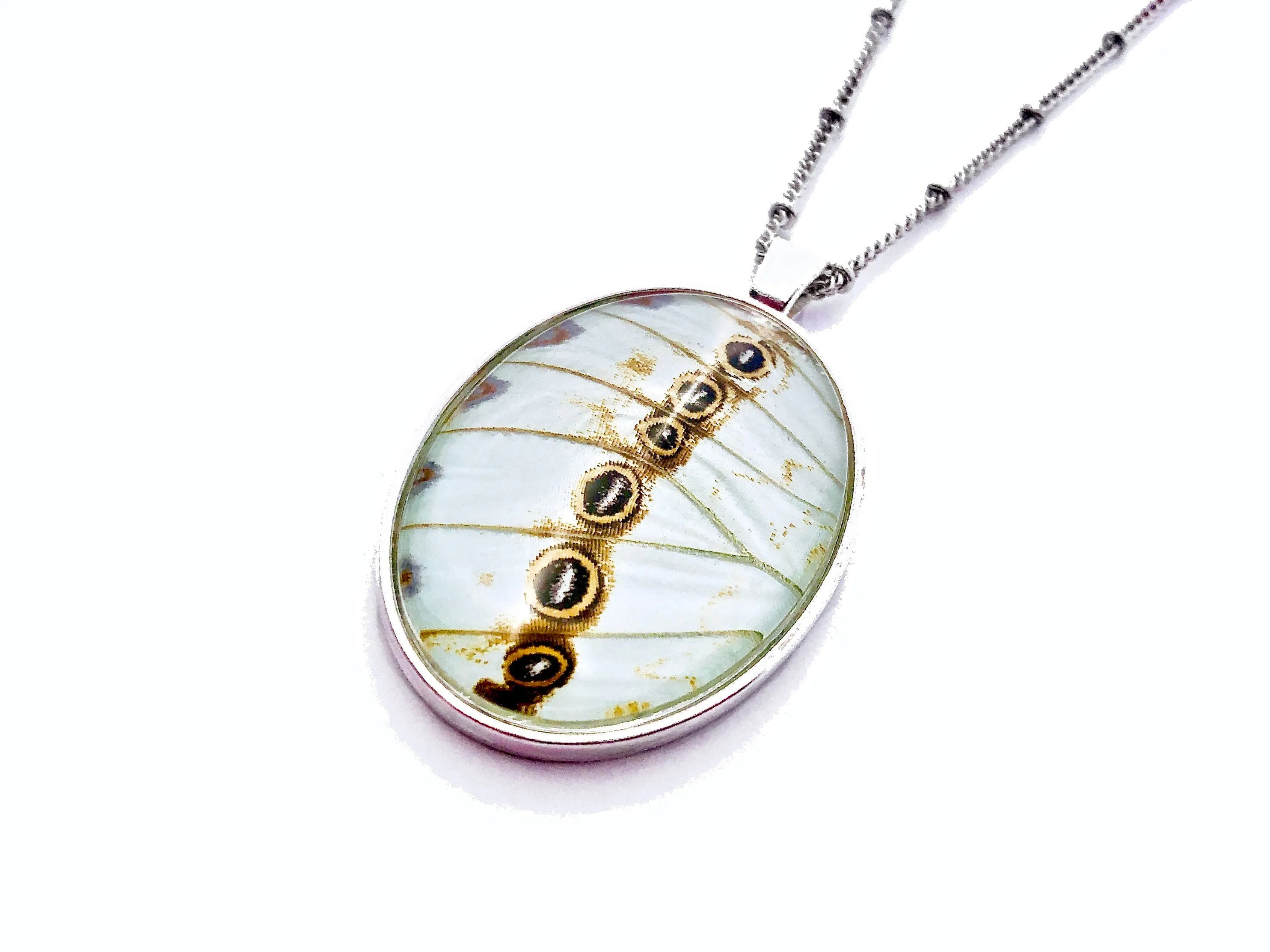 Real White Butterfly Wing Necklace