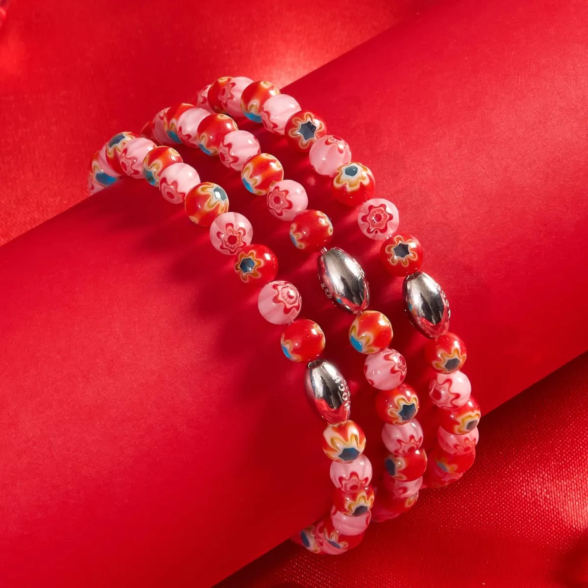 Rose Bouquet | .925 Sterling Silver | Millefiori Bracelet
