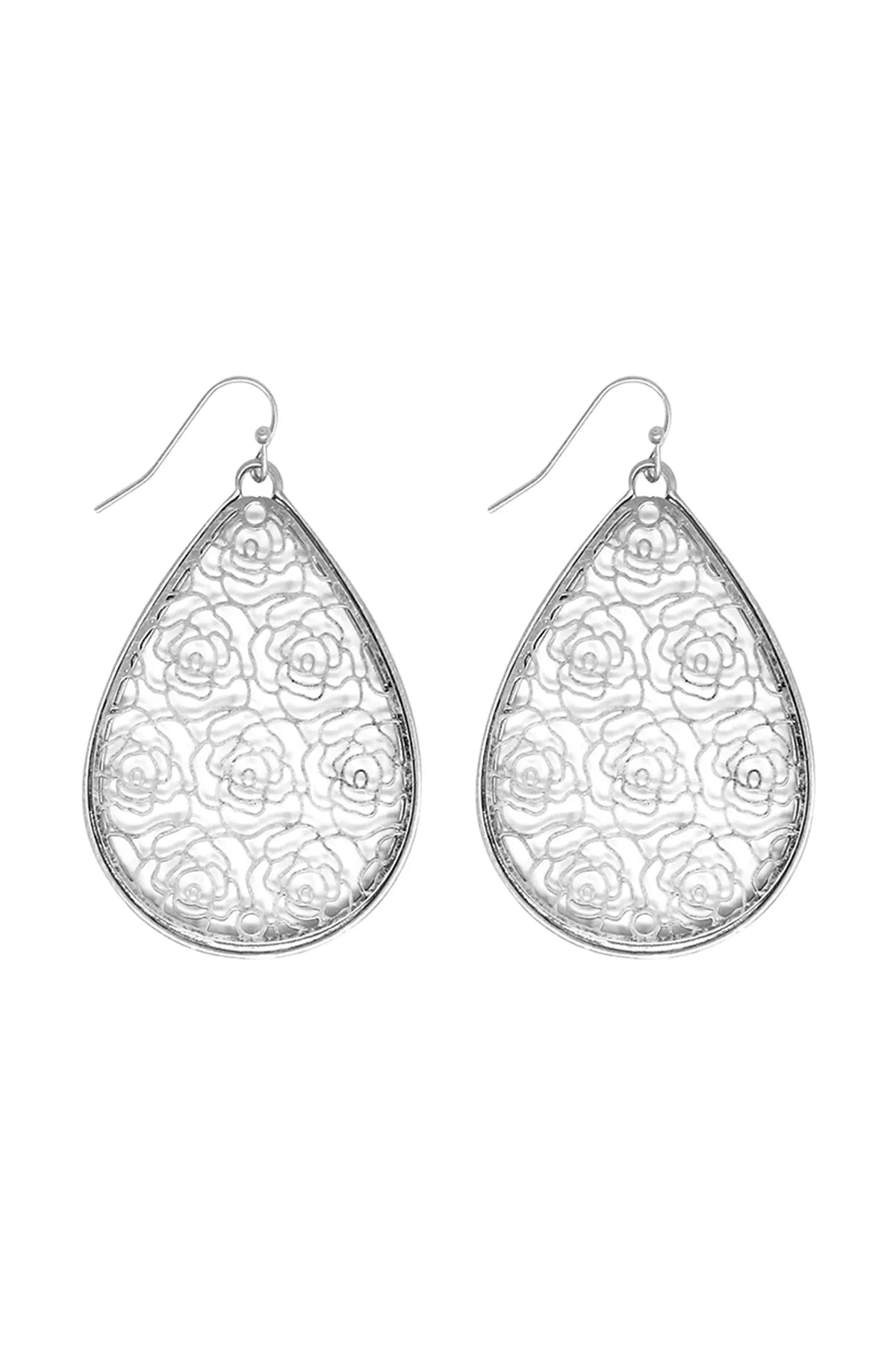 ROSE FILIGREEE TEARDROP HOOK EARRINGS