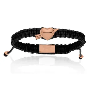 Rose Gold Heart with Black Nylon Bracelet