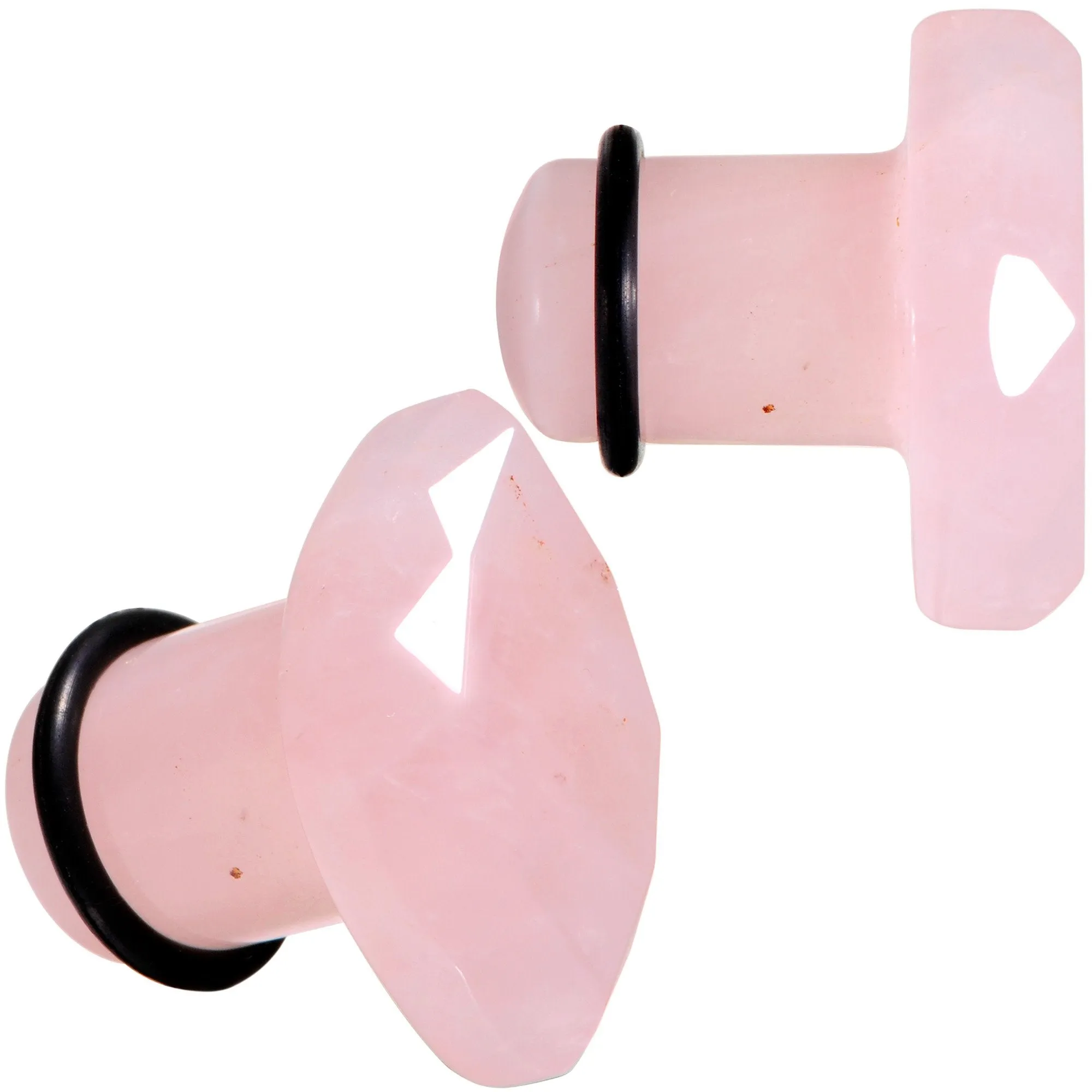 Rose Quartz Faceted Single Flare Plug Set 6mm to 25mm Sizes