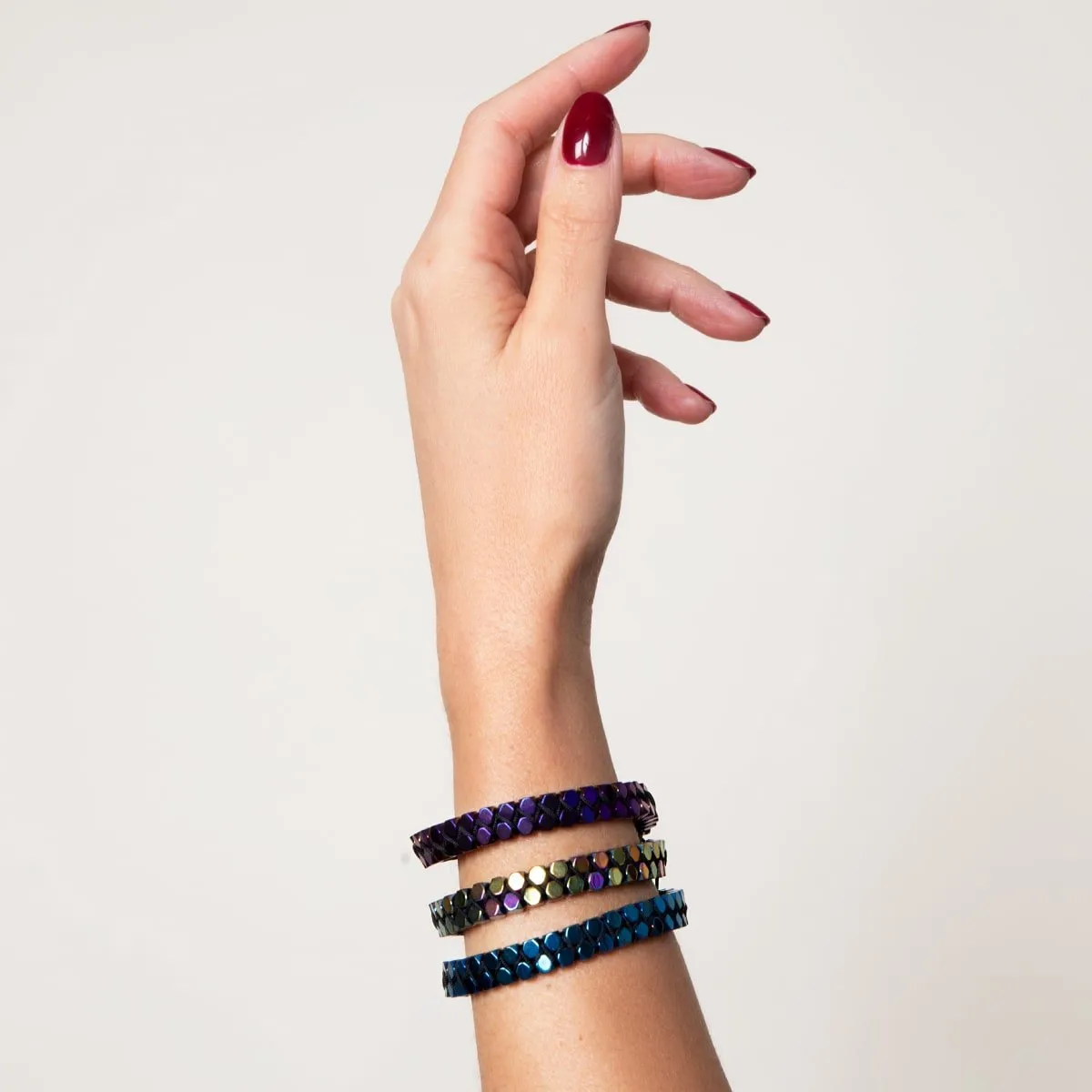 Sacred Geom | Purple Hematite | Gunmetal | Octahedron Bracelet