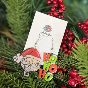Santa Ho Ho Ho Earrings - Red/Green