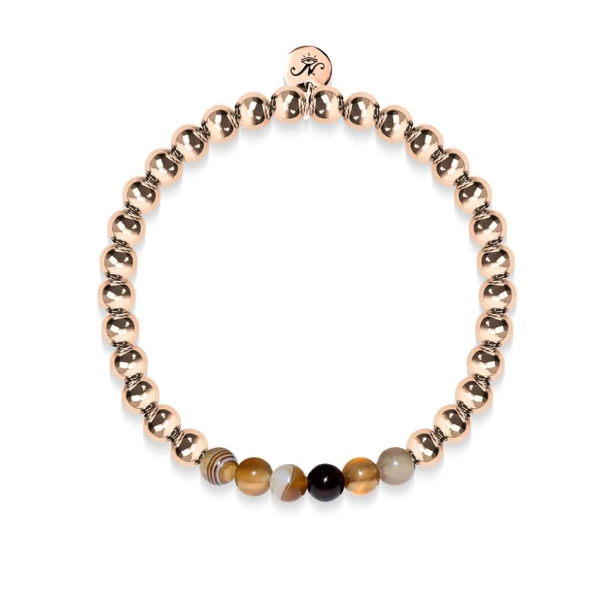 Satisfaction | 18k Rose Gold | Grey Line Agate | Gemstone Expression Bracelet