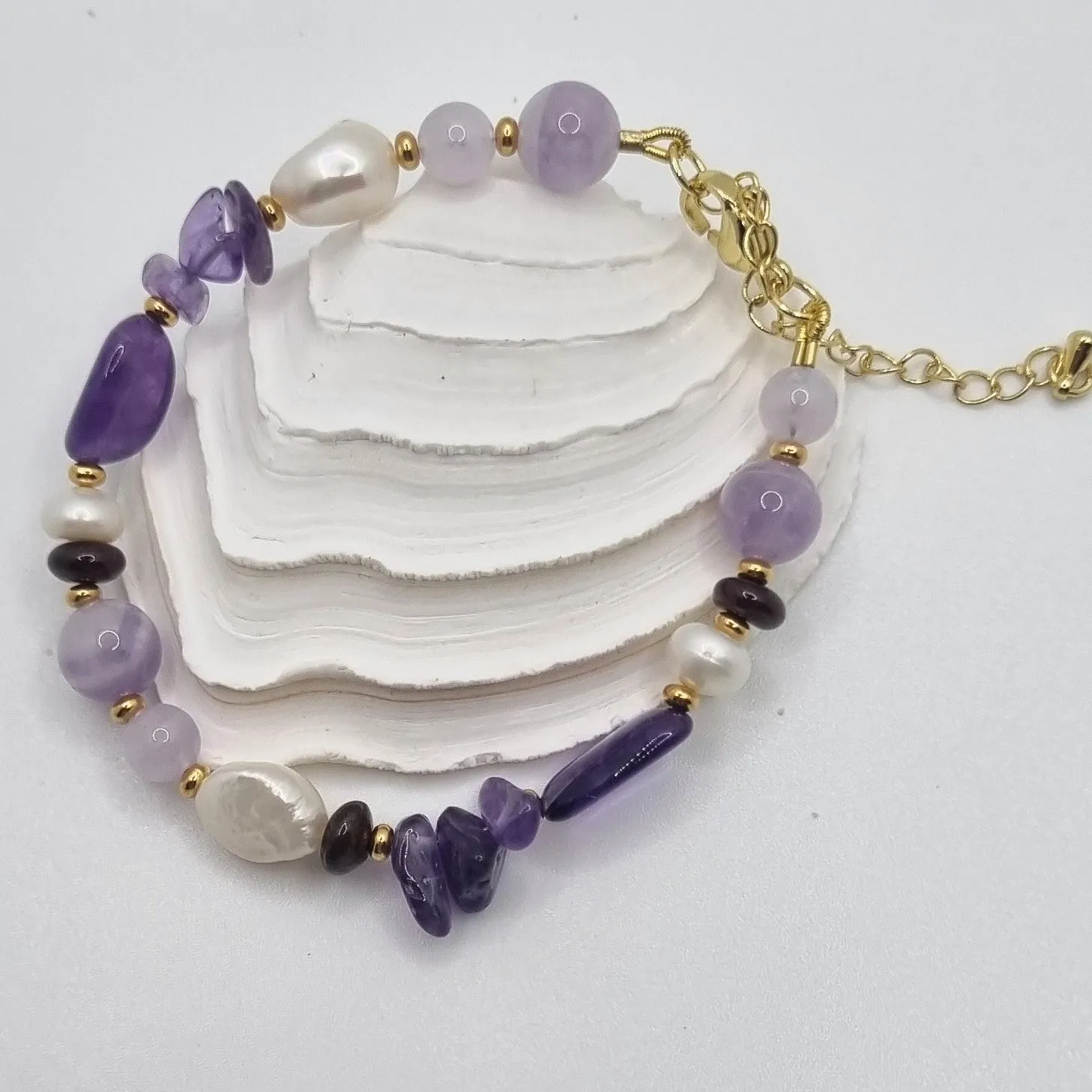 Serenity Amethyst, Garnet and Pearl Necklace