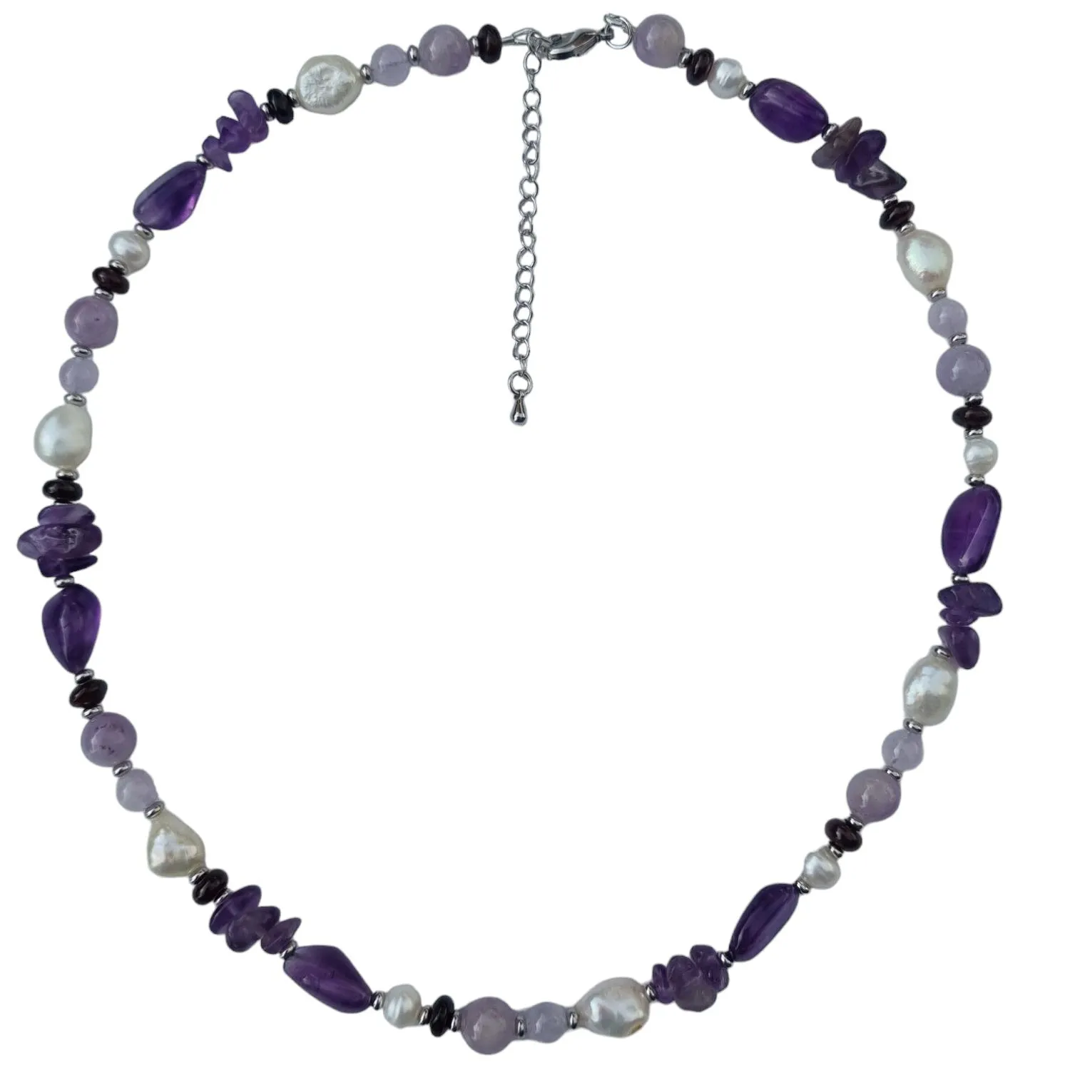 Serenity Amethyst, Garnet and Pearl Necklace