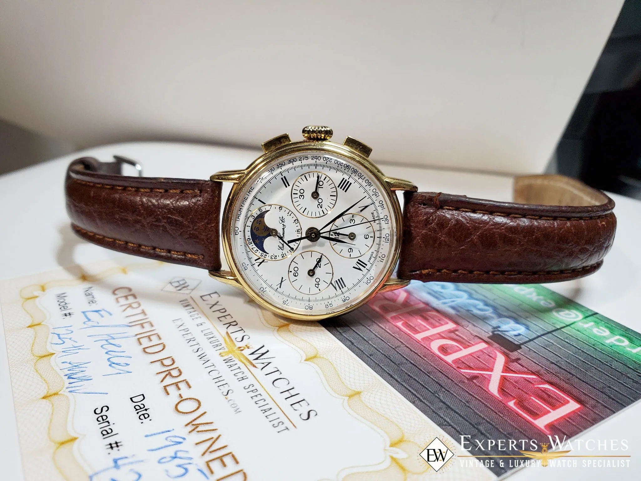 Serviced Ed Heuer Cie Moonphase Chronograph 125th Anniversary Edition Lemania