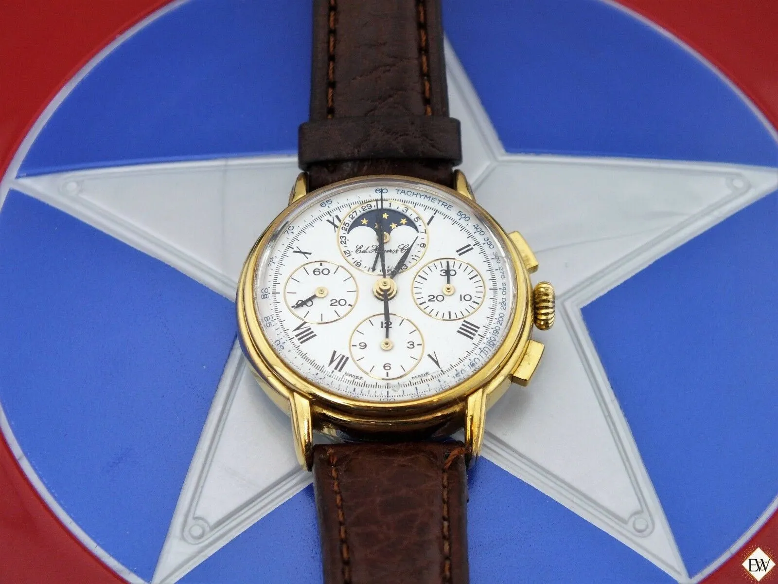 Serviced Ed Heuer Cie Moonphase Chronograph 125th Anniversary Edition Lemania