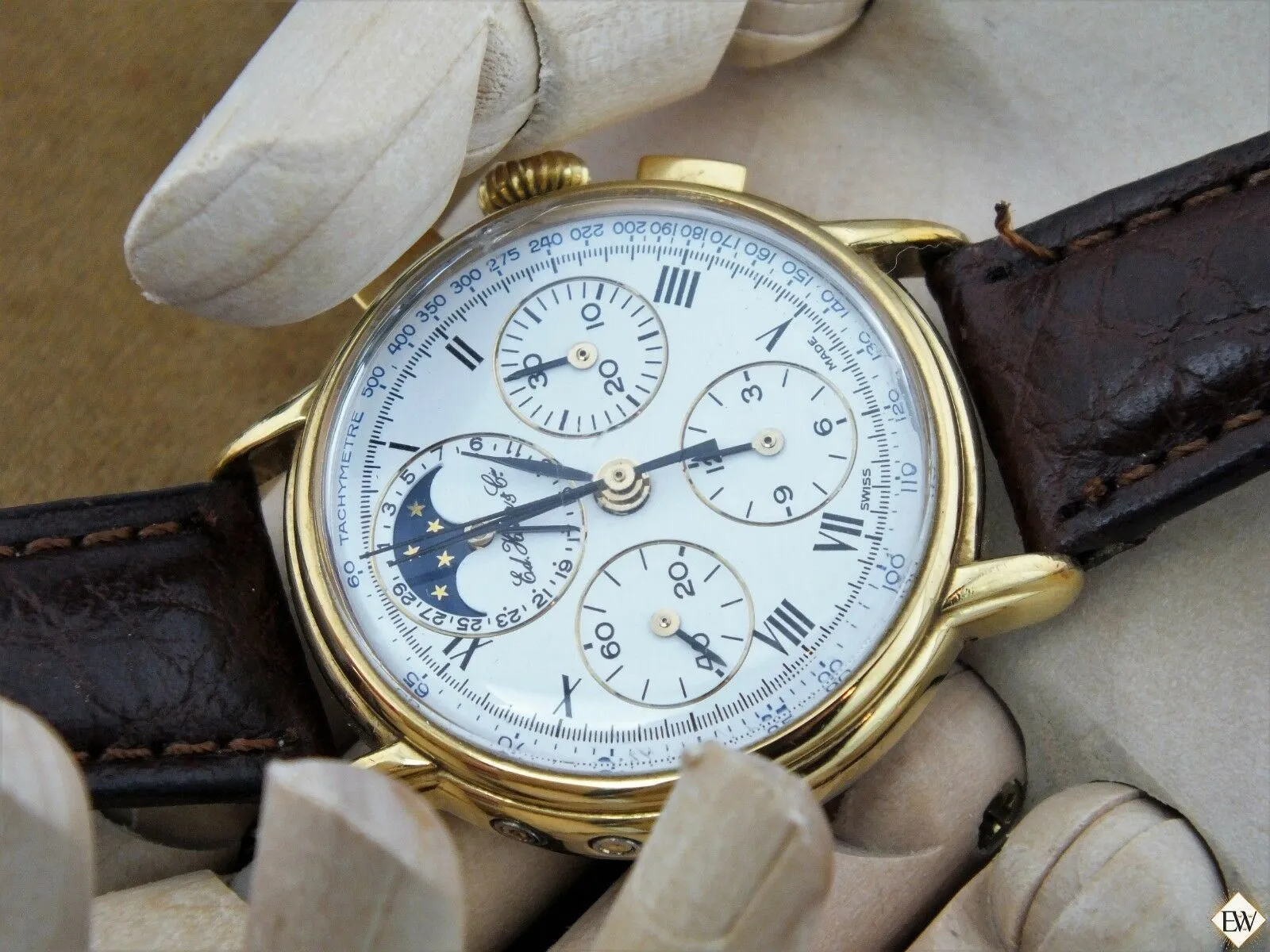 Serviced Ed Heuer Cie Moonphase Chronograph 125th Anniversary Edition Lemania