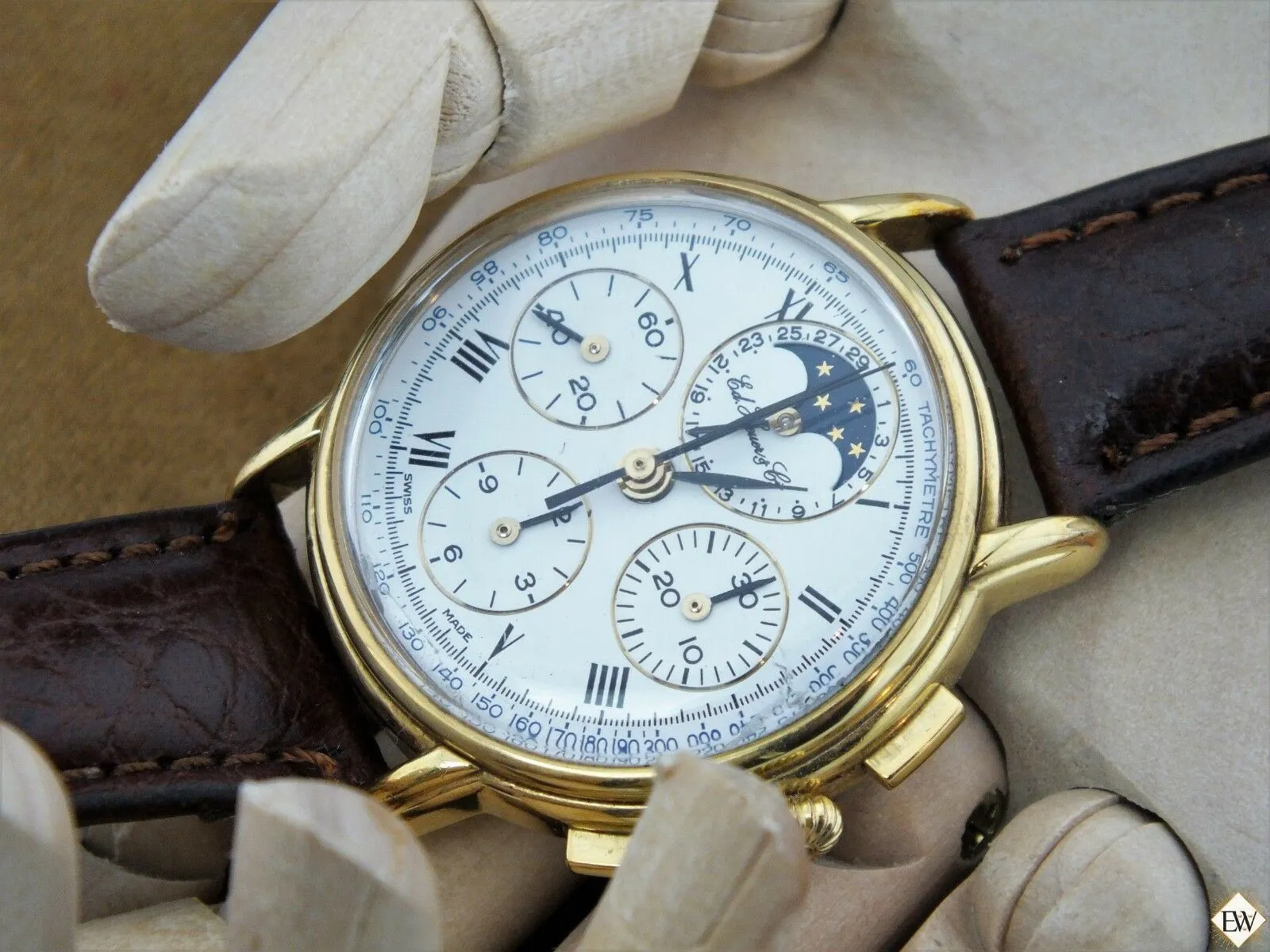 Serviced Ed Heuer Cie Moonphase Chronograph 125th Anniversary Edition Lemania