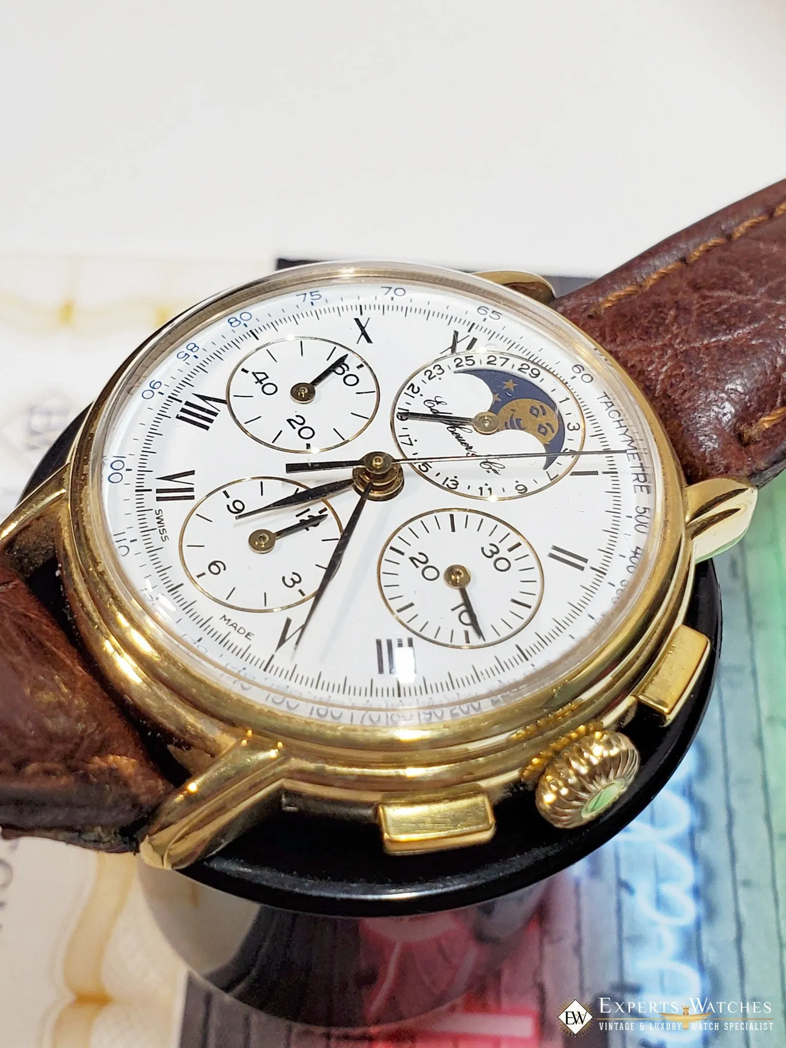 Serviced Ed Heuer Cie Moonphase Chronograph 125th Anniversary Edition Lemania