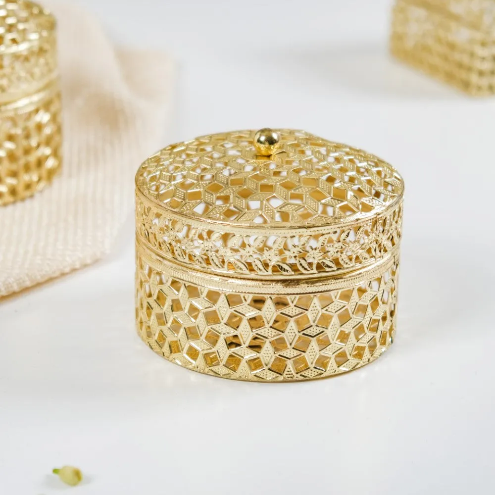 Set Of 2 Ornate Dry Fruit Box Gold
