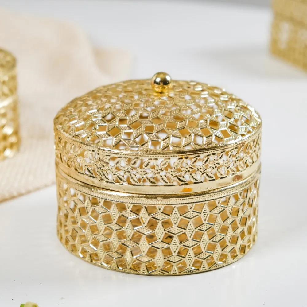 Set Of 2 Ornate Dry Fruit Box Gold