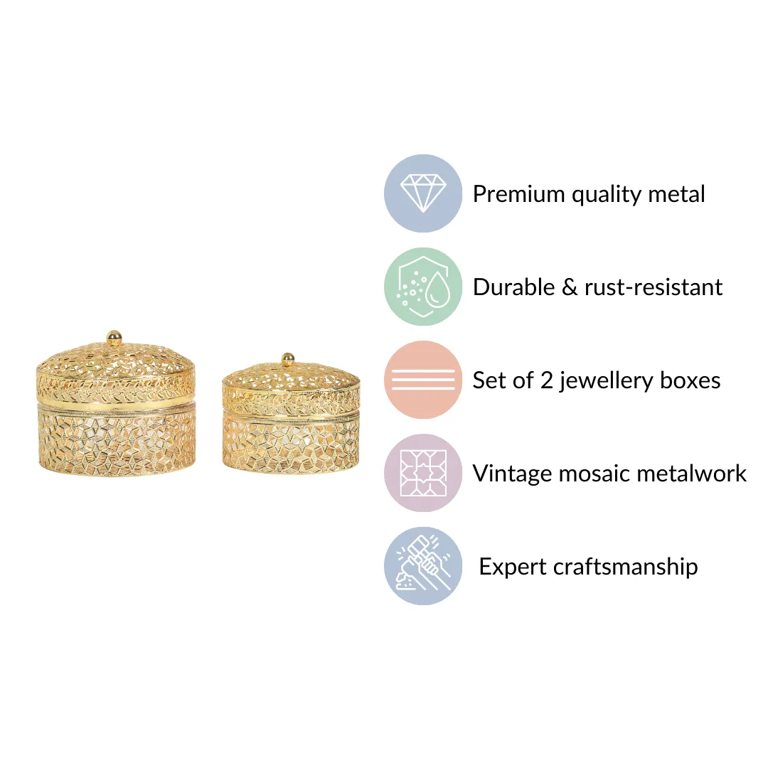 Set Of 2 Ornate Dry Fruit Box Gold