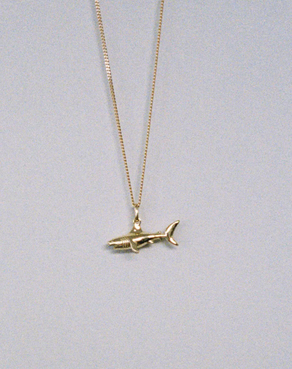 Shark Charm Necklace | 23k Gold Plated