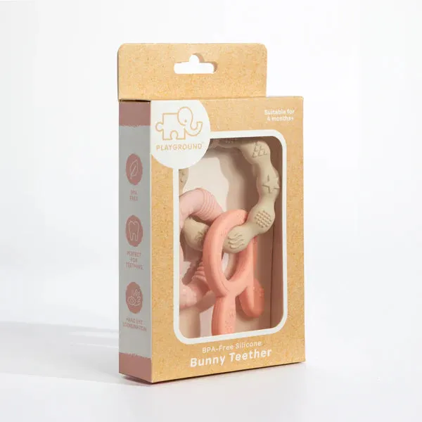 Silicone Bunny Teether Rings - Pink