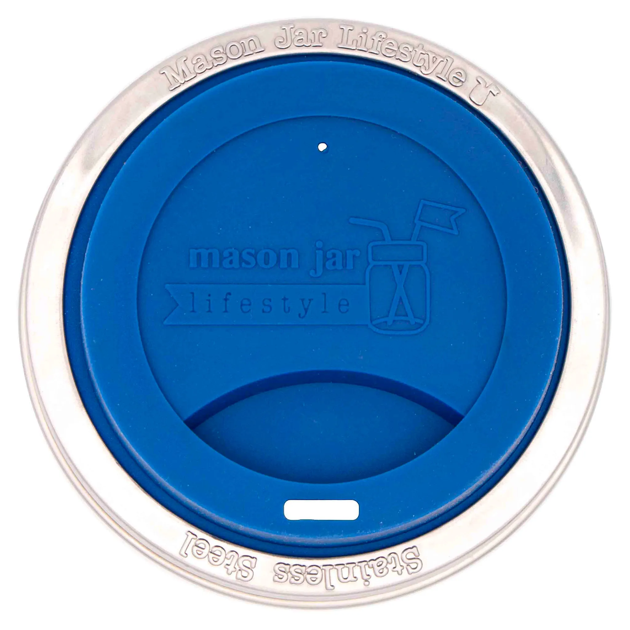 Silicone Drinking Lid with Stainless Steel Band for Mason Jars