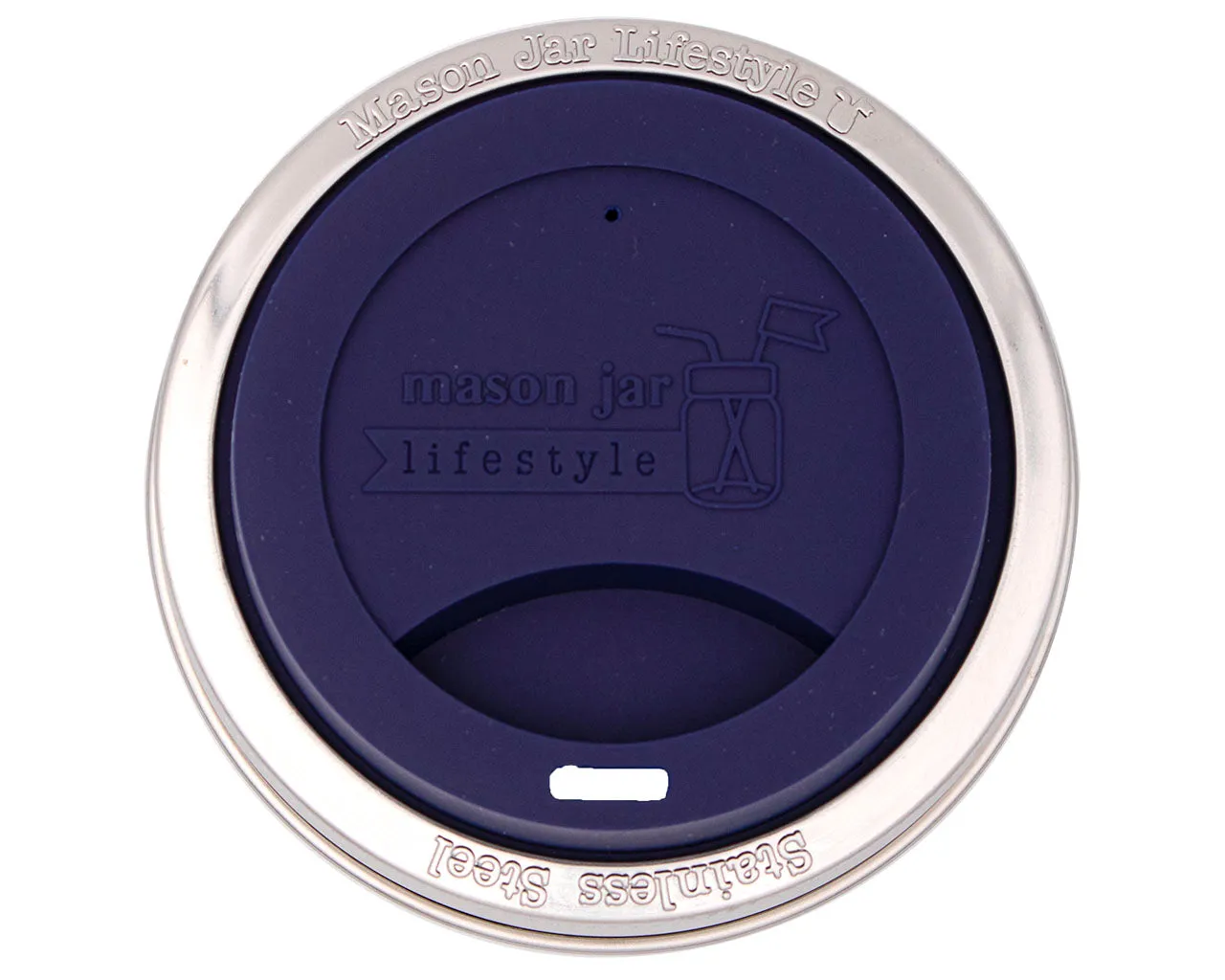 Silicone Drinking Lid with Stainless Steel Band for Mason Jars
