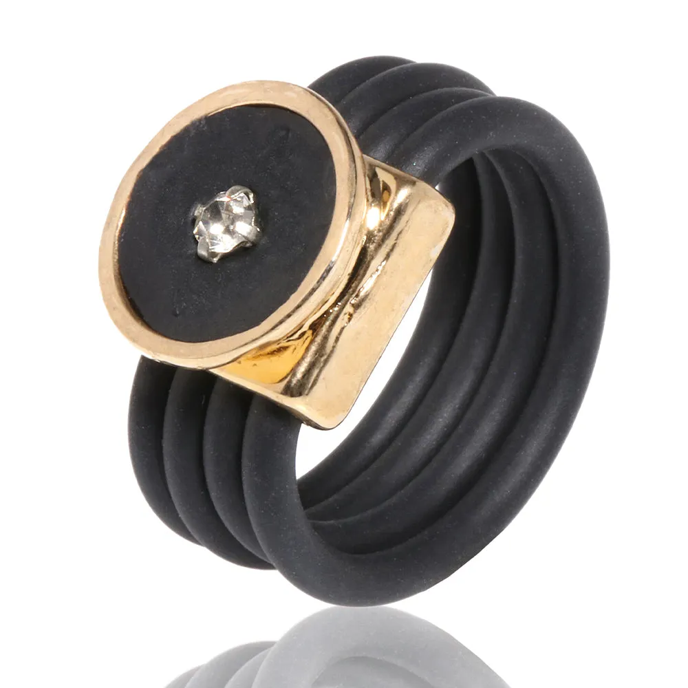 Single Stone Silicone Stripes Ring