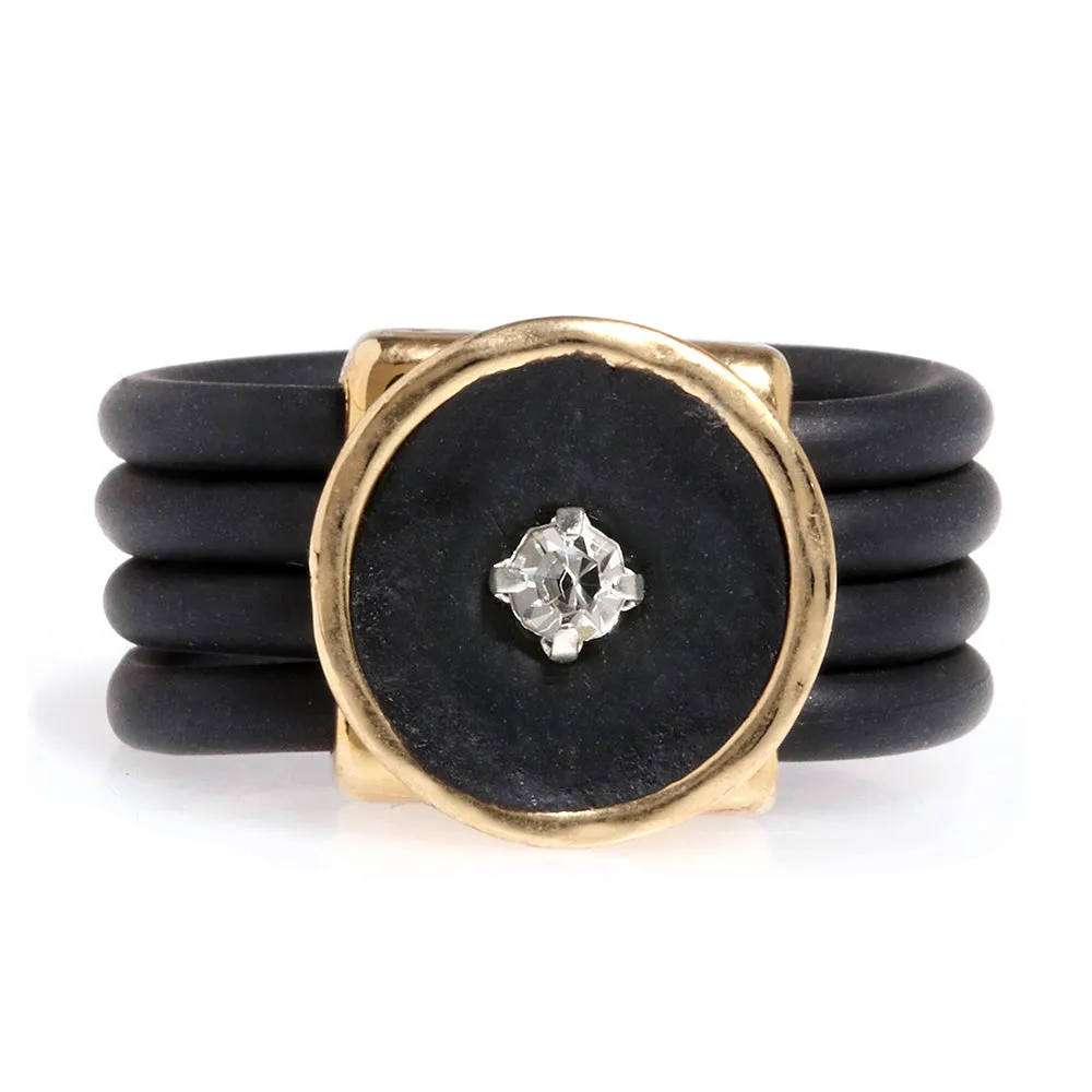 Single Stone Silicone Stripes Ring