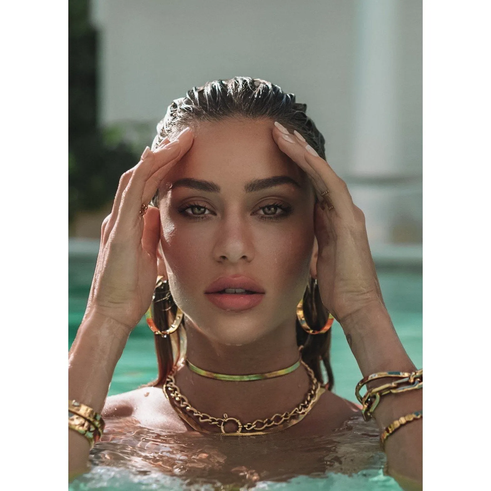 Sleek Gold-Plated Flat Hoop Earrings - 2" Diameter