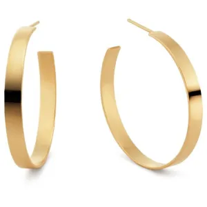 Sleek Gold-Plated Flat Hoop Earrings - 2" Diameter