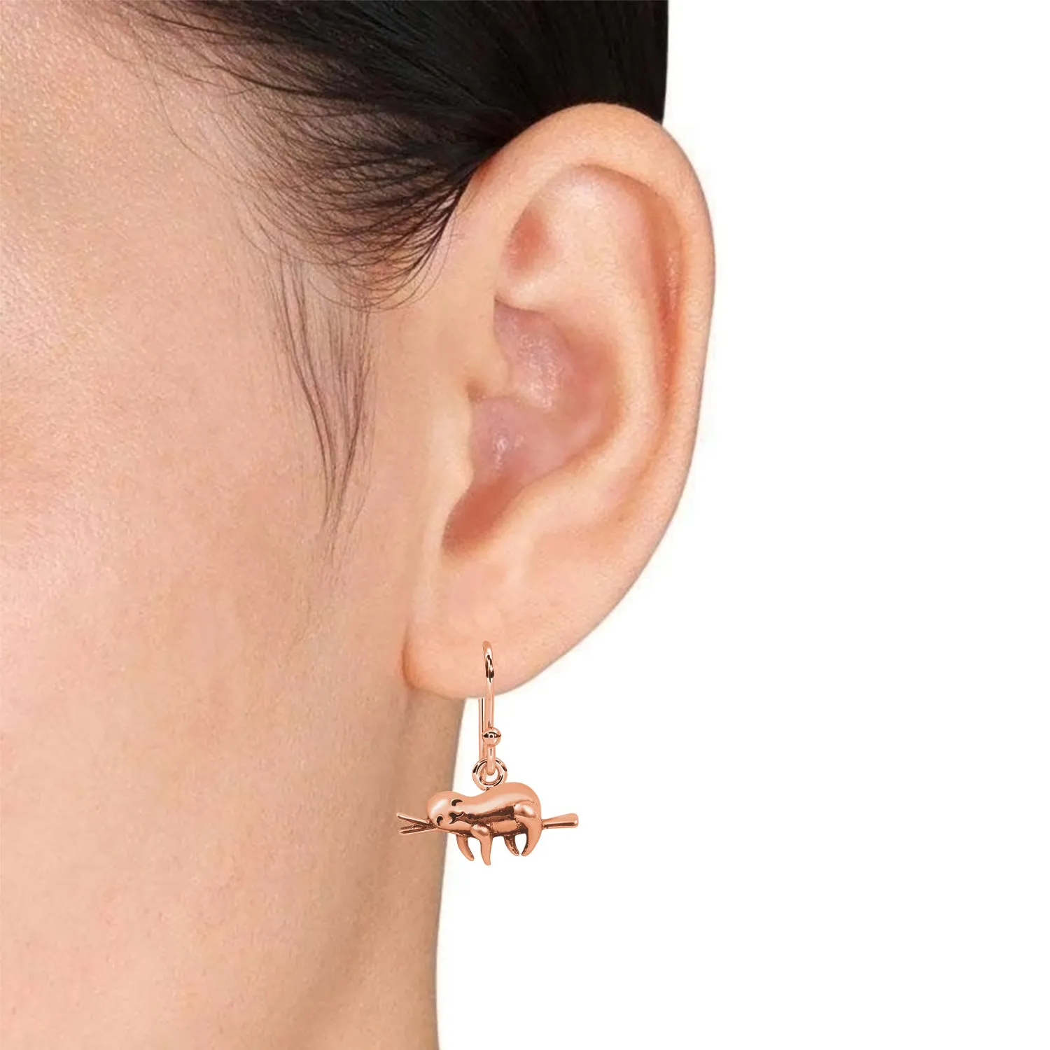 Sloth Cute Earrings in 925 Sterling Silver Dangle Earrings Lightweight Animal Lover Earring